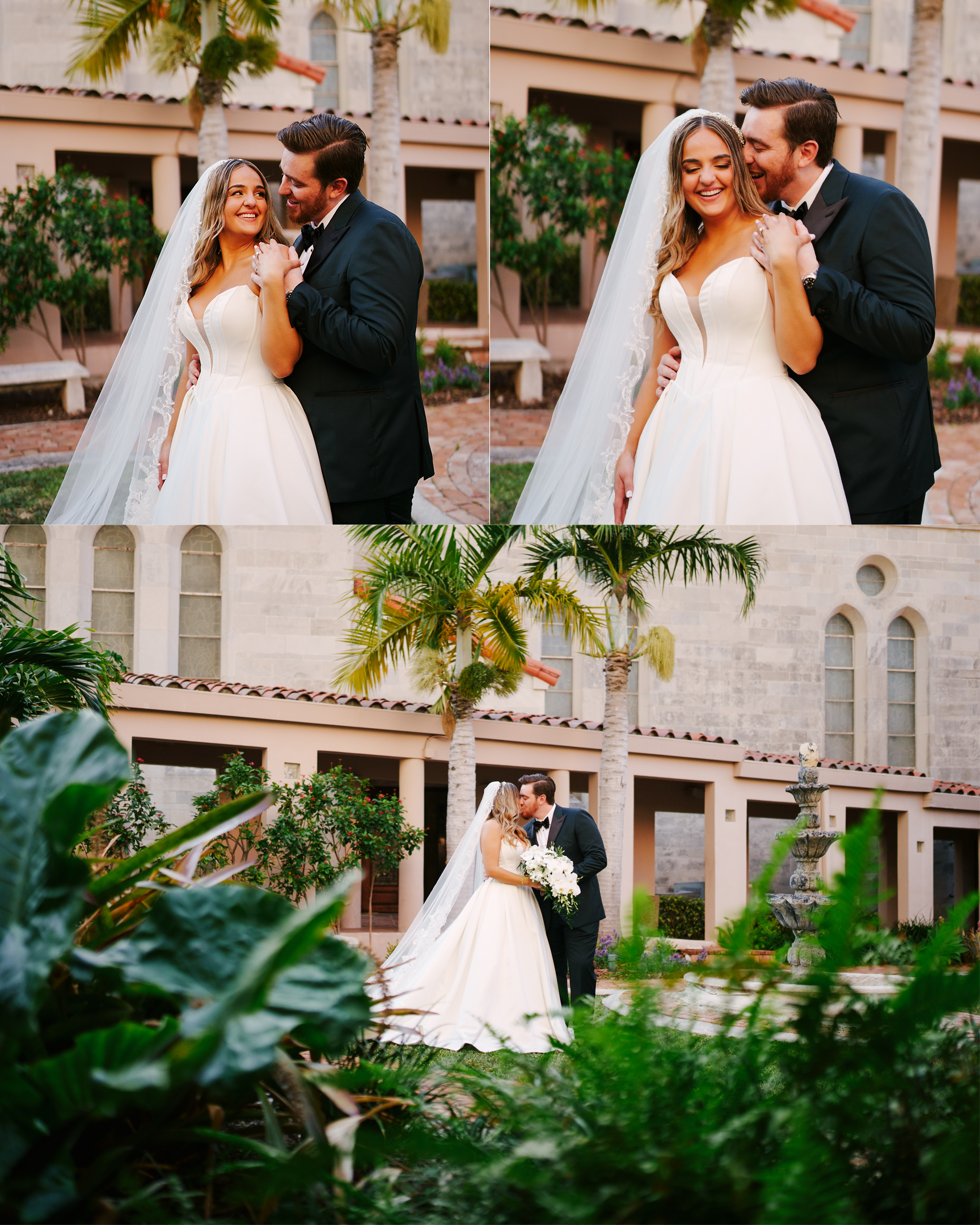 Romantic shots of the bride and groom after the ceremony